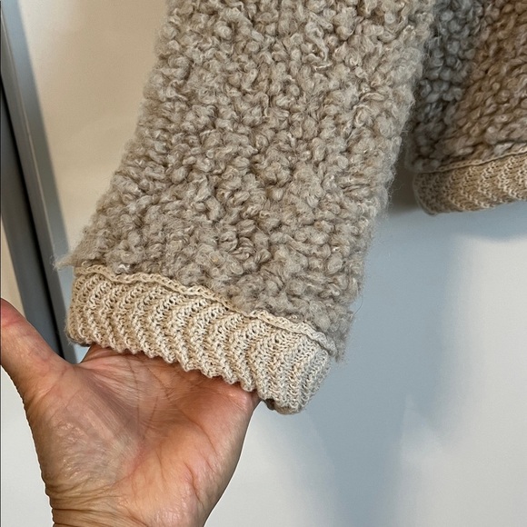 NWT MASSIMO DUTTI Boucle Knit Alpaca Wool Beige Cardigan with Buttons, Size S - Picture 5 of 15